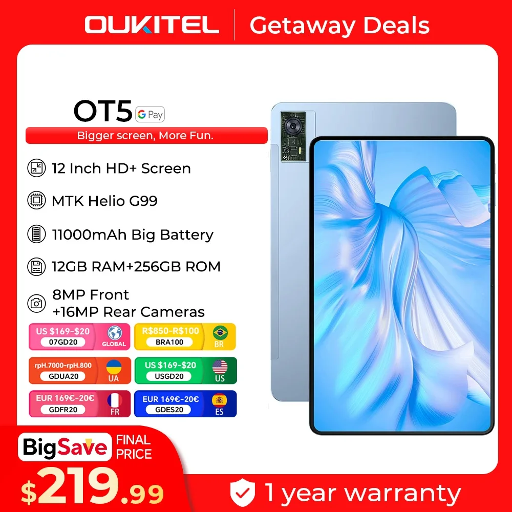 Oukitel OT5 планшет с 12-дюймовым дисплеем