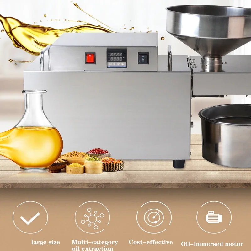 

110V/220V Linseed Oil Press Peanut Oil Press 2000W Hot And Cold Large Stainless Steel Oil Press 15Kg/H