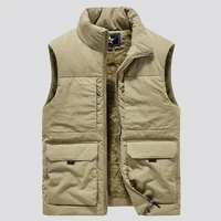 Vêtements multi-poches pour hommes, vestes d'hiver, manteau sans manches, mode grande taille 6XL, gilet chaud en polaire pour hommes 1