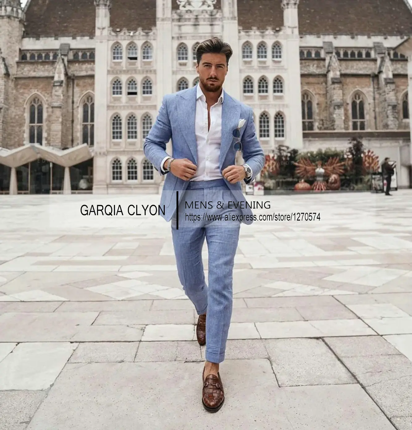 Traje de negocios para hombre, esmoquin de lana a cuadros con solapa de muesca y doble botonadura para boda (Blazer y pantalones), 2 piezas