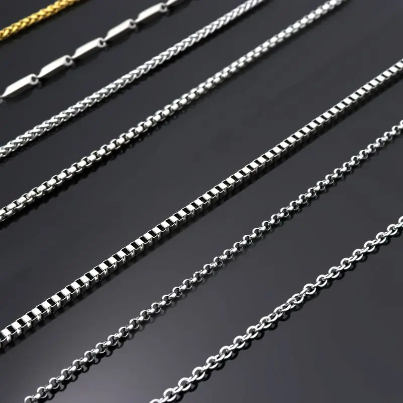Silver Necklace Stainless Steel Necklace Pendant Necklaces Pendant Necklace Metal Necklace 50 60 70 80cm Silver Color Men's Dragon Box Bead Snake Long Stainless Steel Necklace Chain For Pendant Women Jewelry Accessories