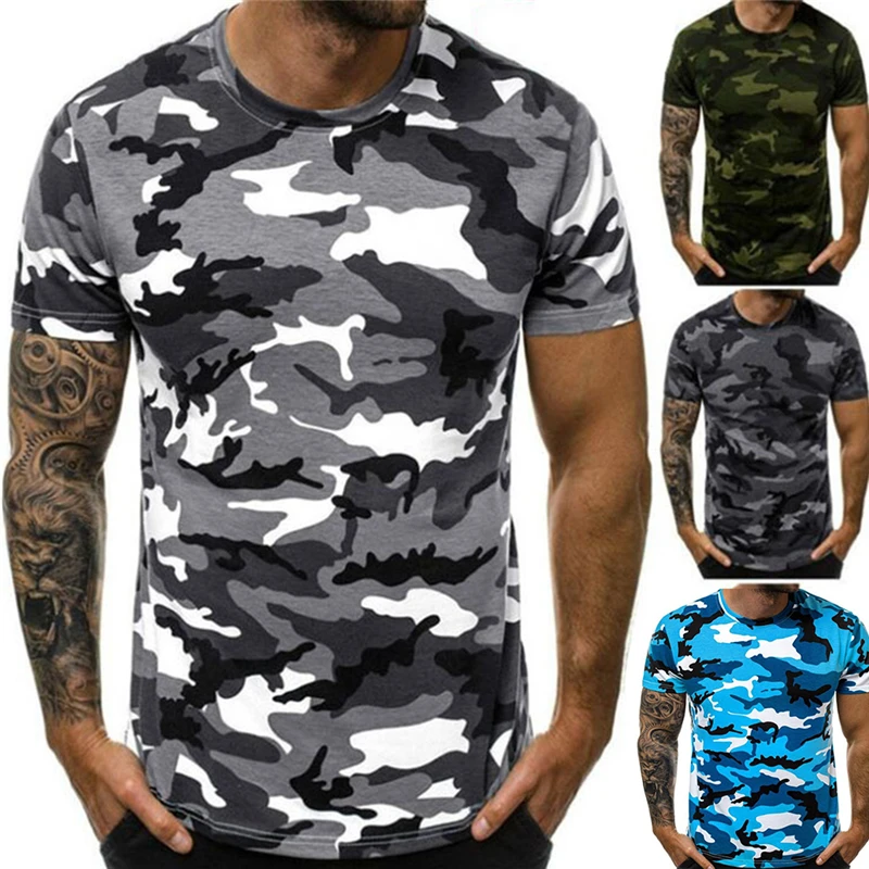 

Summer camouflage clothing men's round neck short sleeved T-shirt, casual street clothing, plus size, fashionable,