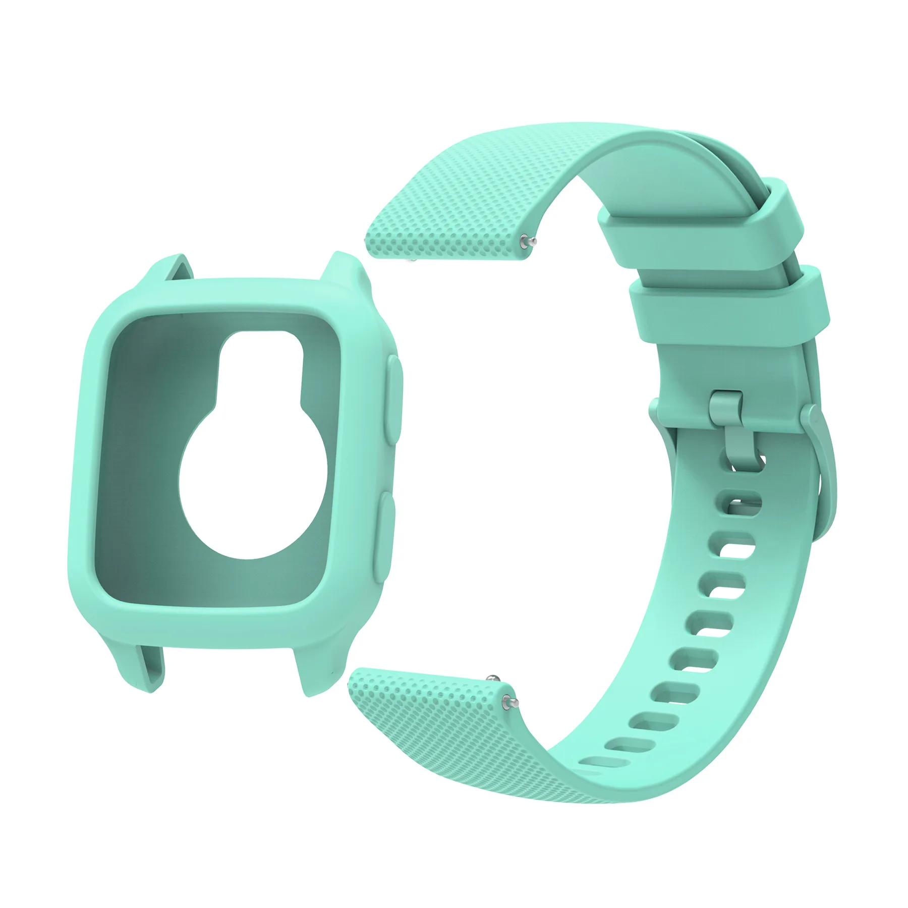 Silicone Watch Strap and Protective Case Set in Solid Plaid Design