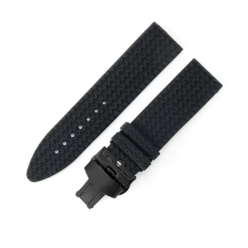 Rubber Silicone Soft Watch Strap with Steel Buckle - 23mm/21mm