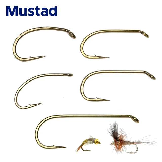 Mustad 30pcs Bronze Fly Fishing Hooks Tying Material Caddis/Eggs/Nymph/ Streamer/Dry/Wet Signature Trout