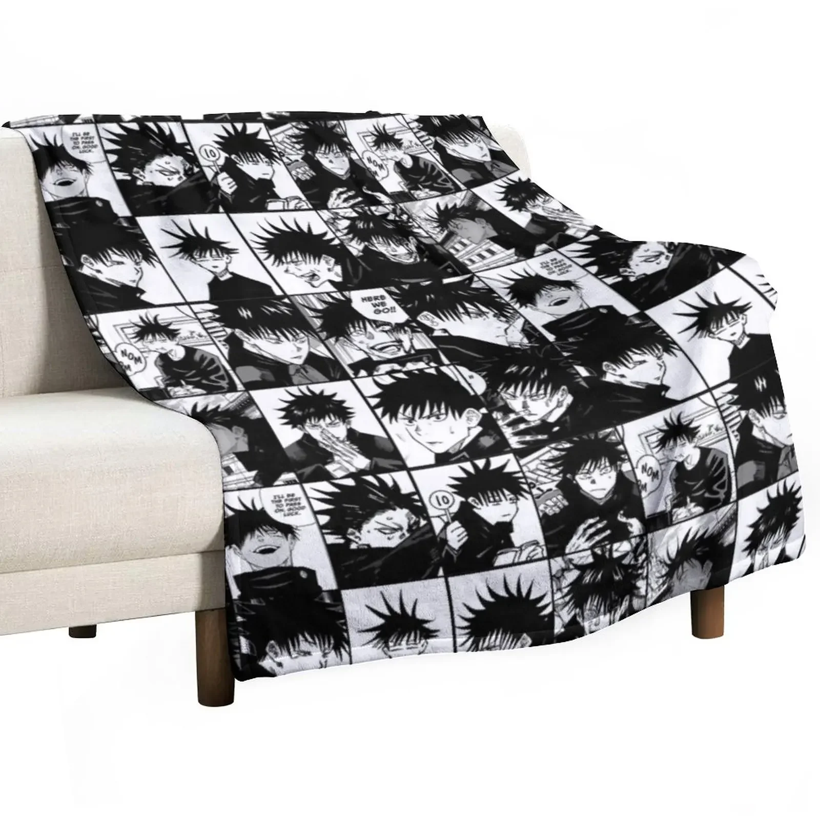 

Fushiguro Megumi manga collage -black and white version Throw Blanket Fashion Sofas Kid'S Thermal Blankets