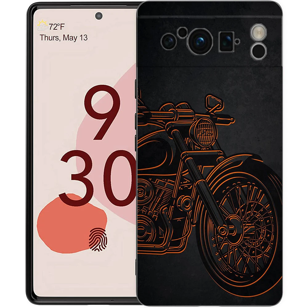 Heartbeat Motorcycle Design Shockproof Phone Case - Black TPU Cover