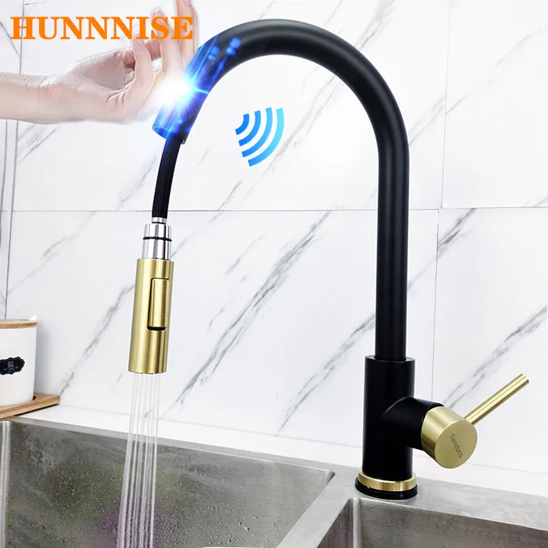 Touch on Kitchen Faucets,stainless Steel Pull Out Kitchen Mixer Tap Smart Touck Kitchen Tap,hot Cold Sensor Touch Kitchen Faucet