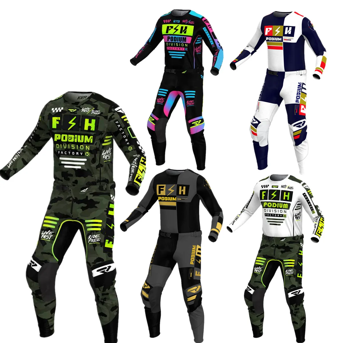 Black Pink fh Podium Motocross Jersey Set Dirt Bike Clothing Off Road Motocross Gear Set Motorcycle Clothing