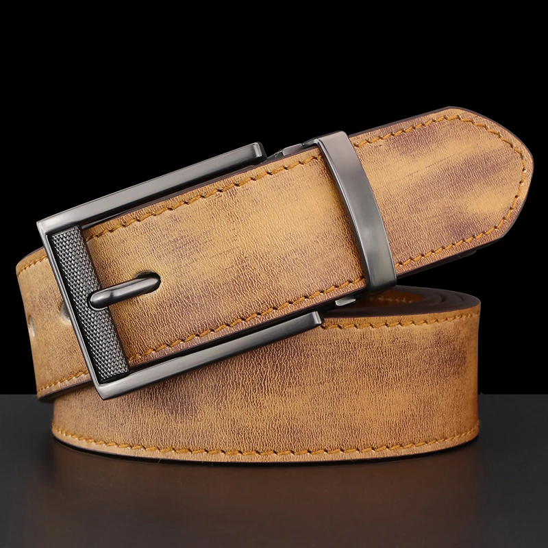 Genuine Leather Belt Men Cowskin Strap Luxury Belts For Male Alloy Pin Buckle Fashion Belt Fancy Vintage Jeans Cintos Masculinos