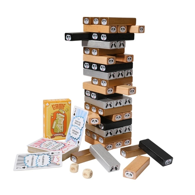 

127D Wooden Tumbling Tower Stacking Toy Block Preschool Fine Motor Skill Toy