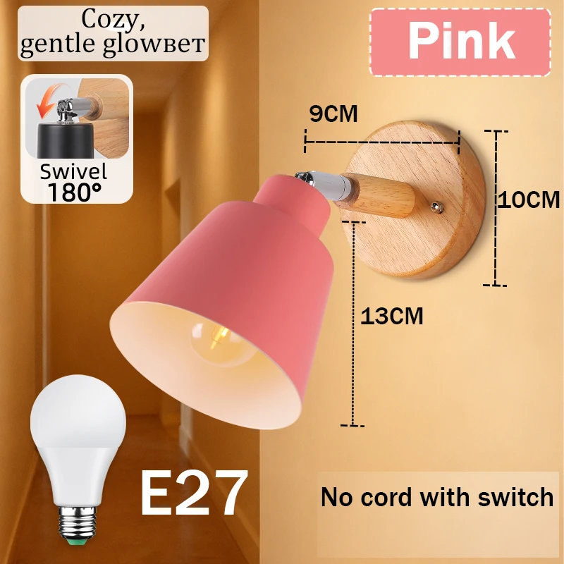وحدة إضاءة LED جداريّة ضوء E27 لمبة قابلة للاستبدال 85-265 فولت 3 ألوان الجدار مصباح السرير ضوء غرفة المعيشة غرفة نوم الجدار الشمعدان إضاءة ديكوريّة