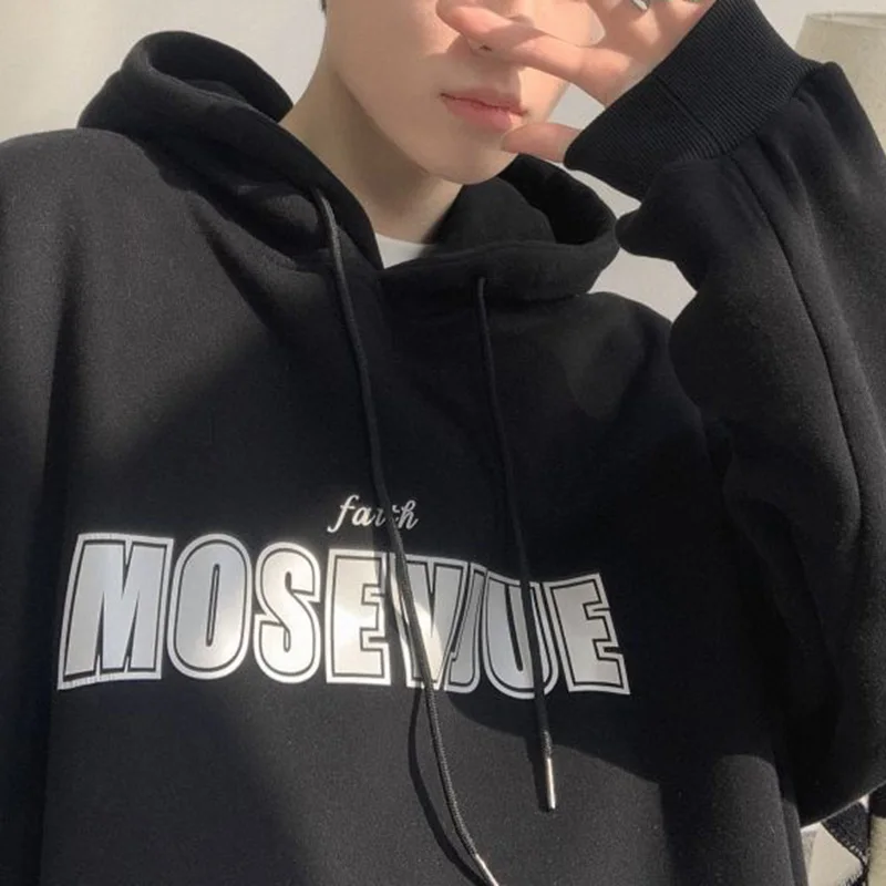Fashion Hooded Spliced Pockets Letter Hoodies Men's Clothing 2023 Autumn New All-match Tops Oversized Loose Casual Sweatshirts