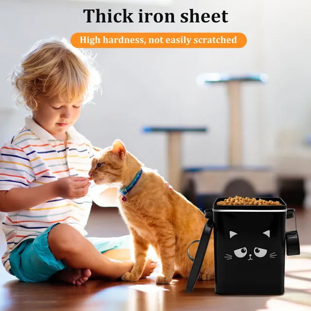 Pet Food Storage Bin Iron Cat Treat Container with Lid 6L Large Capacity Airtight Dog Storage Bucket Pet Supplies Accessories 5