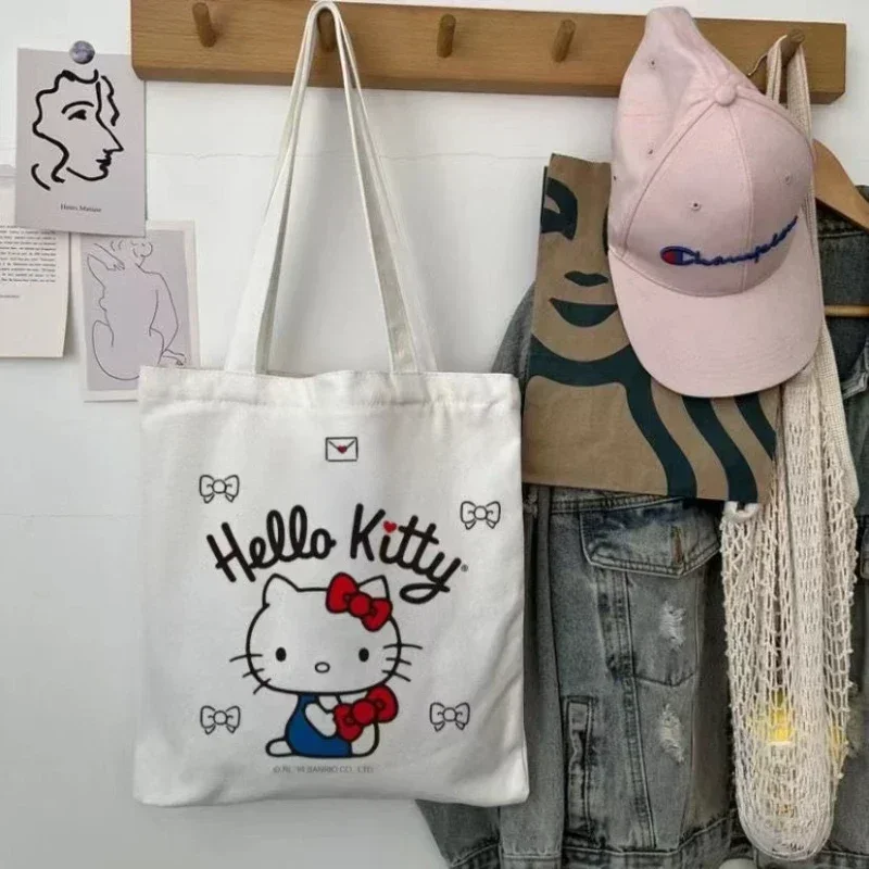Shoulder Bag Ladies Handbag Canvas Bag Travel Bag Disney Women Cute Hello Kitty Canvas Tote Bag Femme Shopping Shoulder Bags Travel Tote Luxury Designer Handbags Handiness