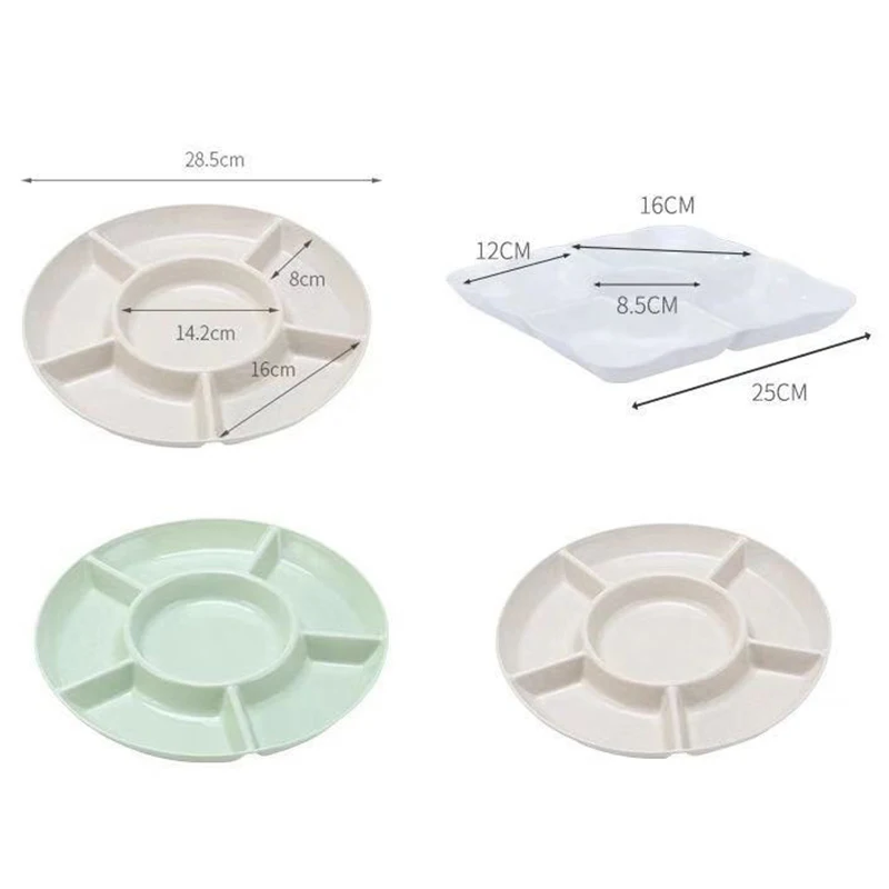 6-Compartment Food Storage Tray Fruit Snack Plate Appetizer Serving Platter 6