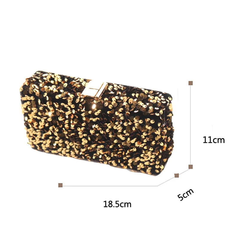 Evening Handbag Woman Cosmetic Bag Dinner Ladies Clutche Y2k Fashion Small Square Sequins Party Banquet Glitter Wedding Purses