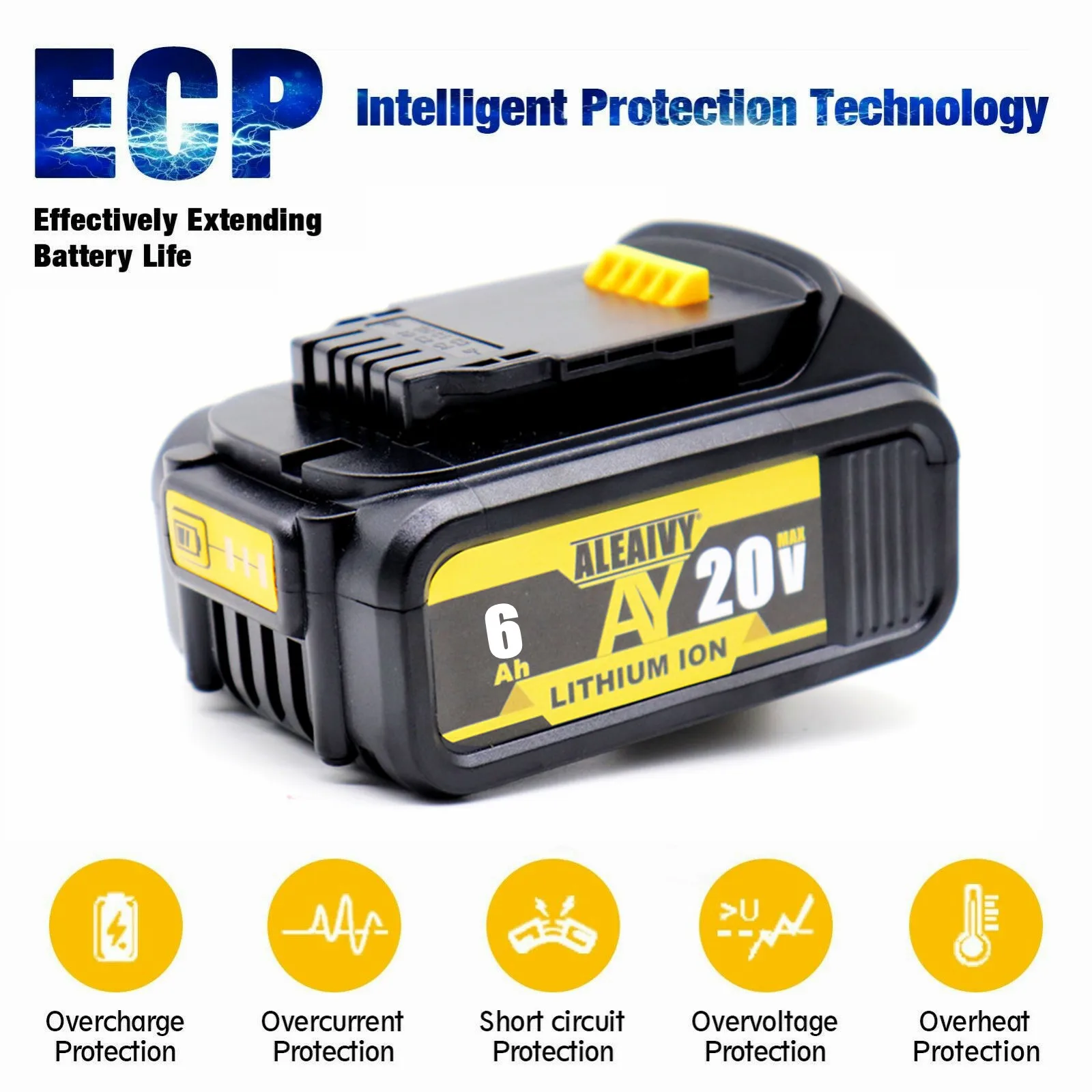 

20V 3.0Ah 5.0Ah 6.0Ah DCB200 Replacement Li-ion Battery for DeWalt MAX DCB205 DCB201 DCB203 power tool Batteries