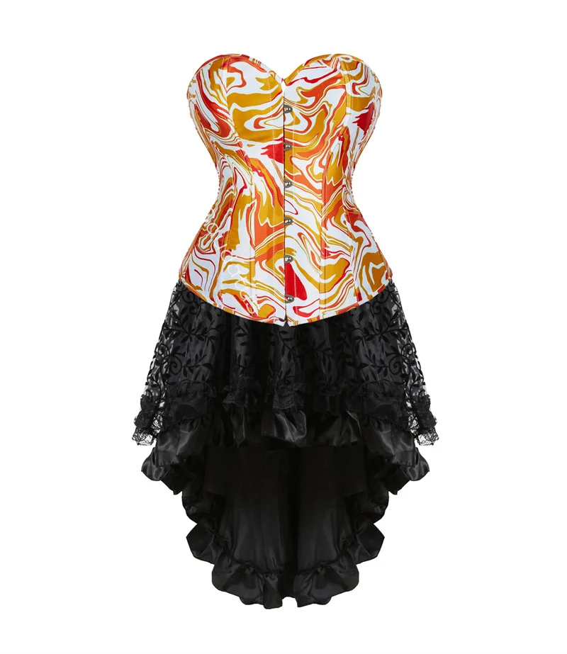 Corset Dress Tutu Skrits Set Outfit Plus Size Printing Zebra Leopard With Lace Gothic Costume Sexy Burlesque Ladies Basques Pink