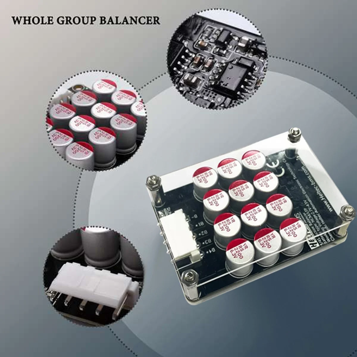 4S 5A Cluster Equalizer Active BMS Board Lithium Battery Lifepo4 Battery Equalizer Capacitor (with Case+Terminal Wire)