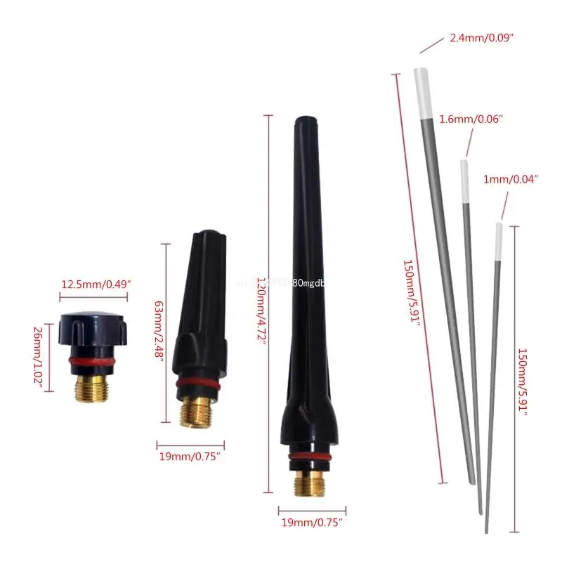 Welder TIG Welding Torch Collet Body Nozzle Electrode for 17/18/26