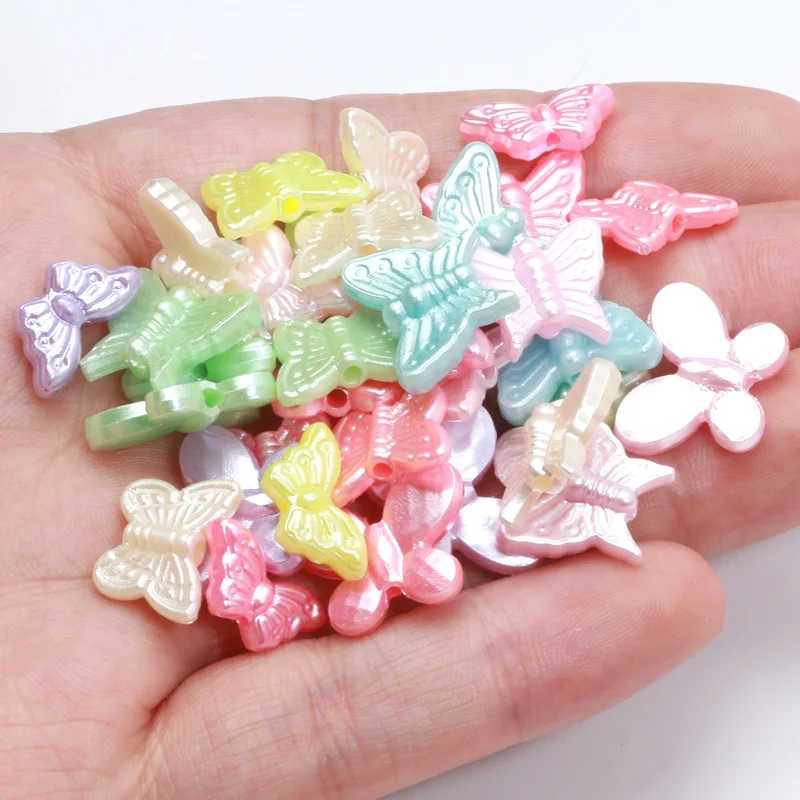 Butterfly Beads 50pcs Macaron Pearlescent Colorful Acrylic Beads For  Jewelry Making DIY Jewelry Hair Clip Decoration