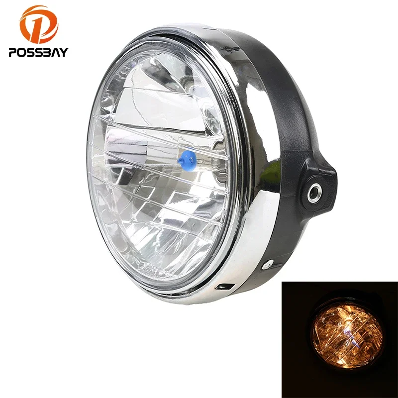 

Universal Motorcycle Light Front Amber Halogen Headlight For Suzuki Harley Cafe Racer Bobber Custom Chopper Headlamp