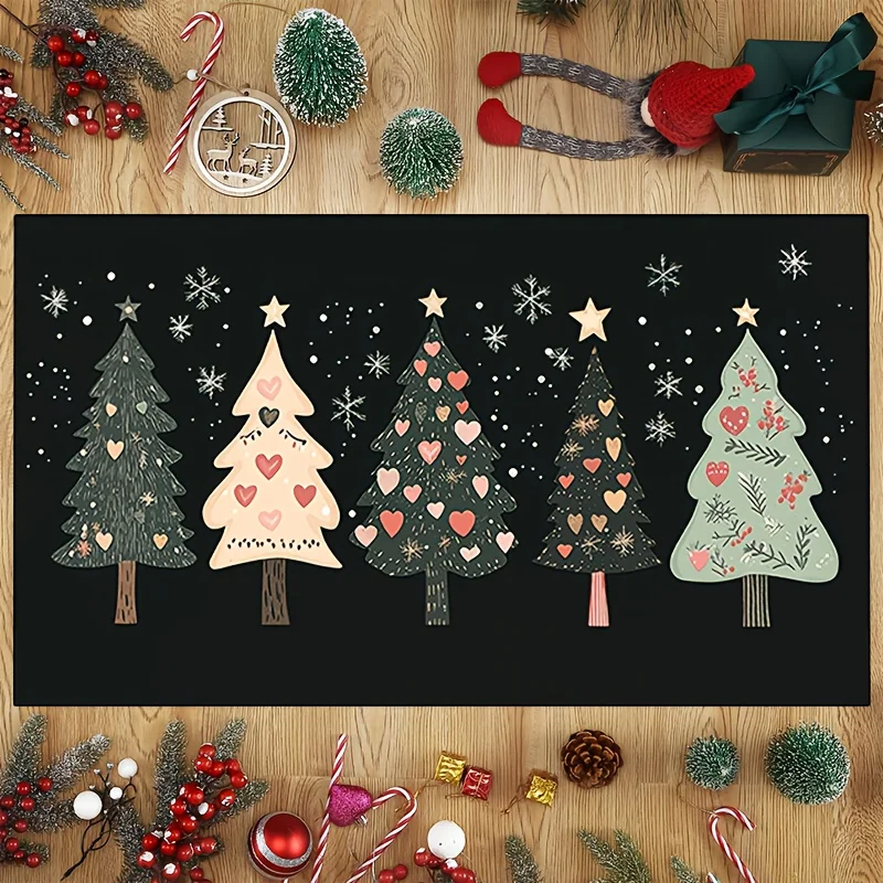 VIKAMA Noel Halısı Noel Ren Geyiği Paspas Giriş Dekoratif Halı Banyo ve Mutfak Halısı Ev Dekorasyonu