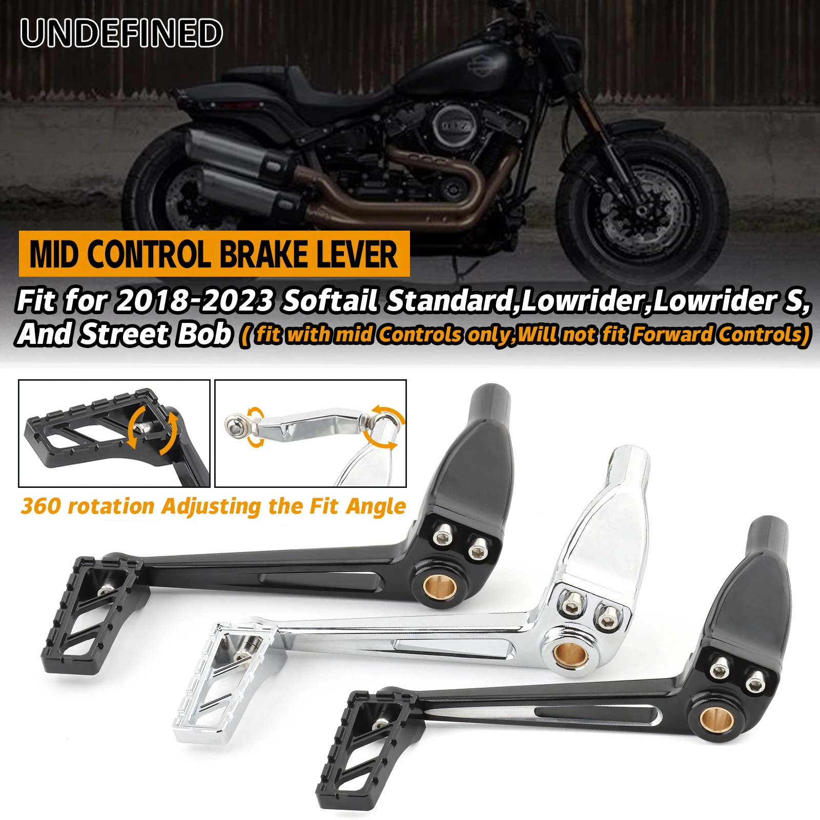 

Black Motorcycle Mid Control Brake Levers Aluminum Fit For Harley Softail Standard Low Rider Street Bob 2018-2023