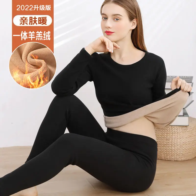 Thermal Underwear For Women Winter Warm thicken lamb fleece high elastic Long Johns bottoming Two Piece Sets Thermos Clothing thermal underwear sets