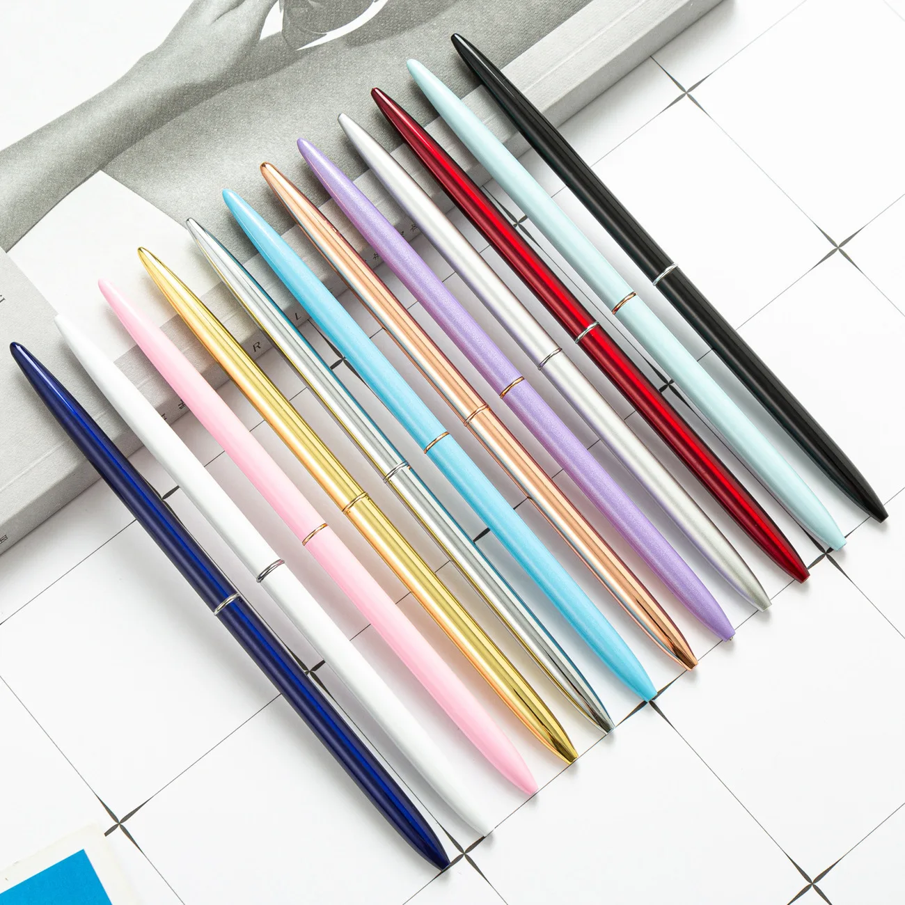 1 Piece Lytwtw's Stationery School Supplies Roller Ballpoint Pen Luxury Cute Wedding Rose Gold Metal Office High Quality Pens |