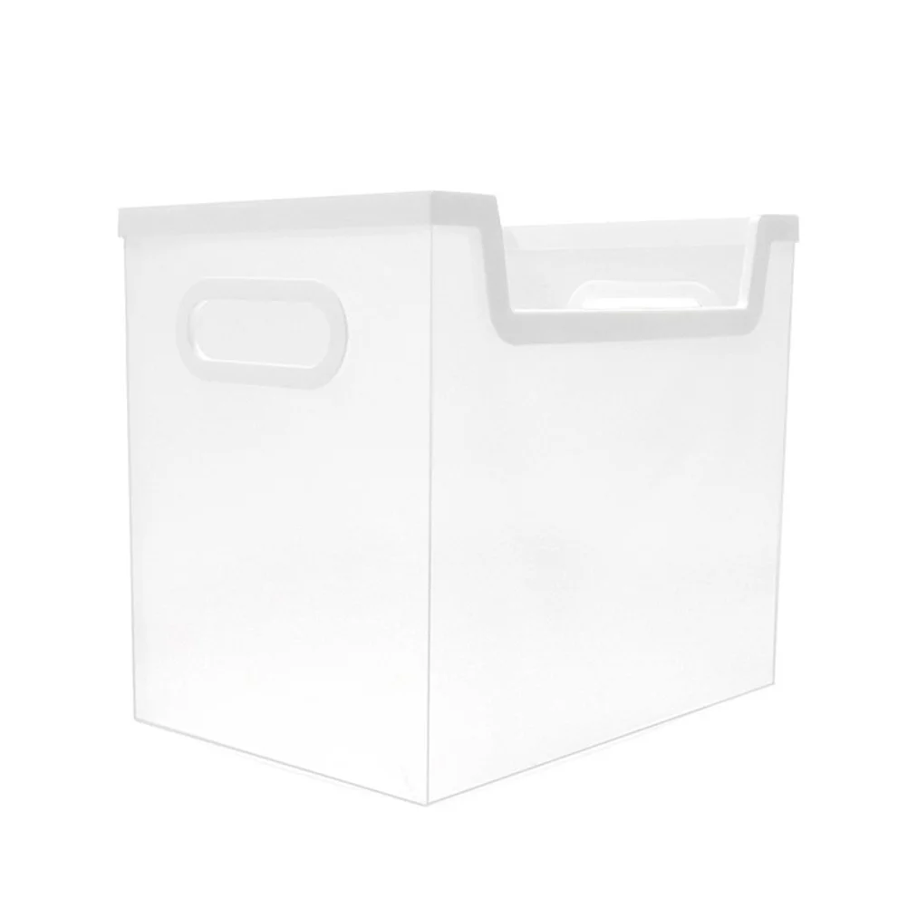 

Storage Bin Tote Organizing Container Folding File Box with Handle for Home Office Transparent