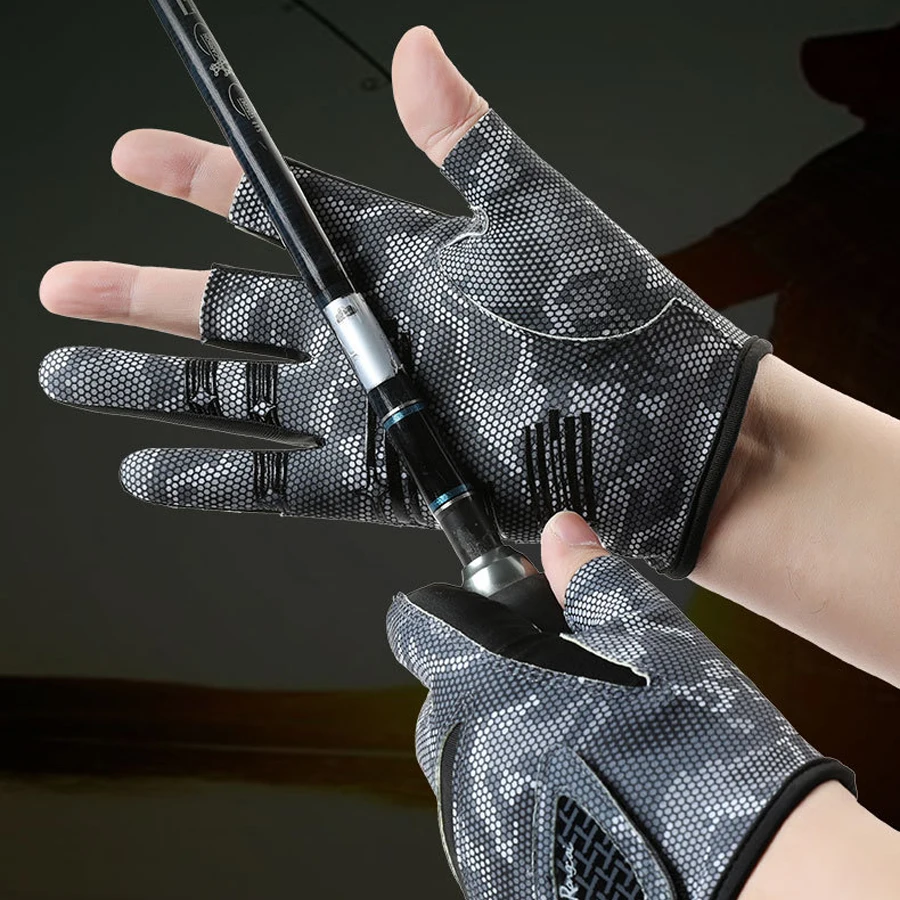 Fishing Gloves for Men Anti Slip Summer Sun Protection Gloves Breathable 3 Finger Cut Fly Fishing Accessories Fishing Gloves Sunscreen Gloves