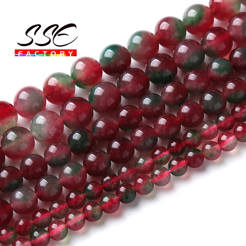 6 8 10Mm Natural Flame Rose Red Jade Stone Beads Round Allentato Spacer Beads Per Gioielli Che Fanno Bracciali Collane Accessori 15"
