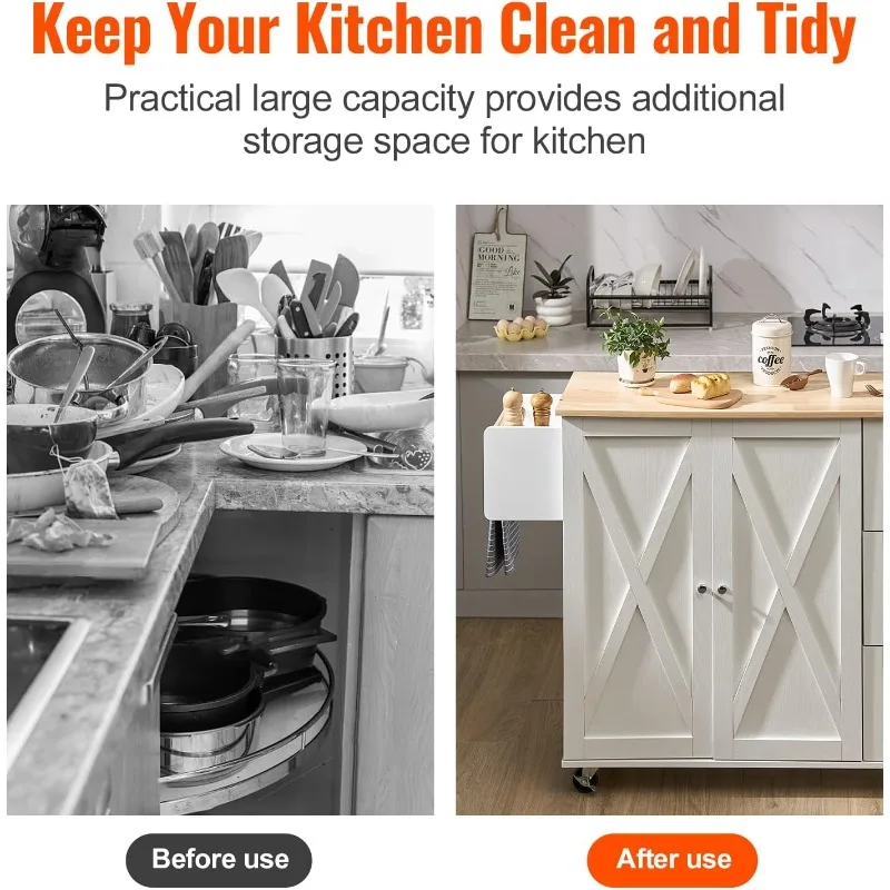 Description Picture 3 of itemKitchen Island Cart with Solid Wood Top, 45.3" Width Mobile Carts with Storage Cabinet, Rolling Kitchen Table with Spice Rack
