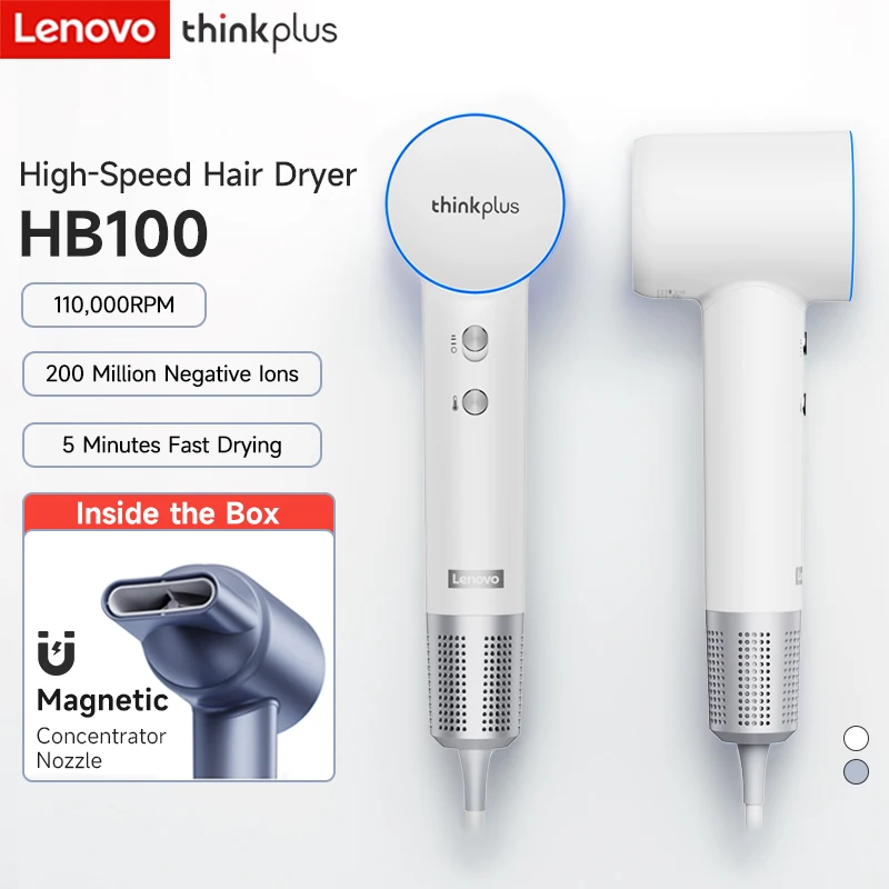 Lenovo ThinkPlus High Speed Hair Dryer 1600W 110000 RPM Strong Wind Quick Drying Professional Hair Care Negative Ion hair dryer