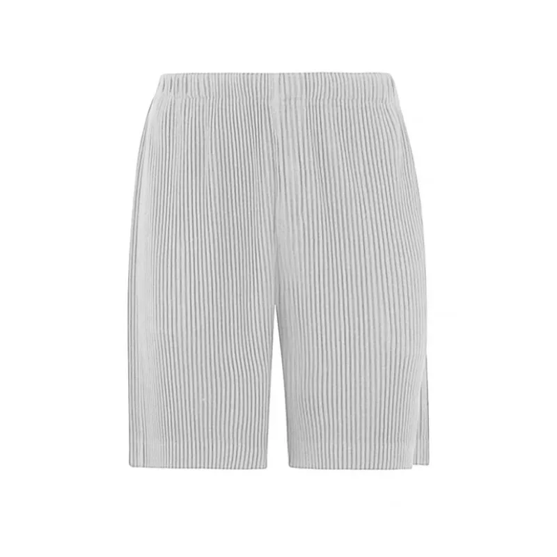 남성용 오버사이즈 패션 캐주얼 플리츠 반바지, 일본 스트리트웨어, 느슨한 아이스 실크 반바지, 남성 비치 반바지, M-2XL