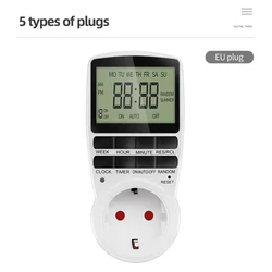 European Plug Digital Timer Switch - Energy - Saving Programmable Power Socket (Brown)