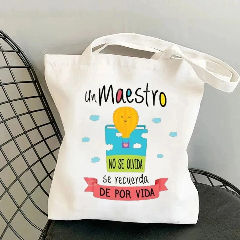 Spanisch bedruckte, tragbare, große Kapazität, Reiseaufbewahrung, Umhängetasche, lässige Einkaufstasche, Organizer, Dankesgeschenke für Lehrer – Detail 5