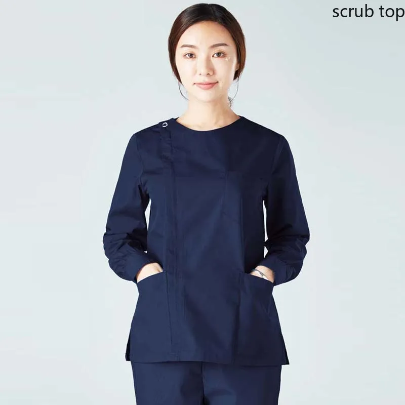 Медицинская одежда с длинным рукавом Женская открытая скраб на молнии хлопковая
