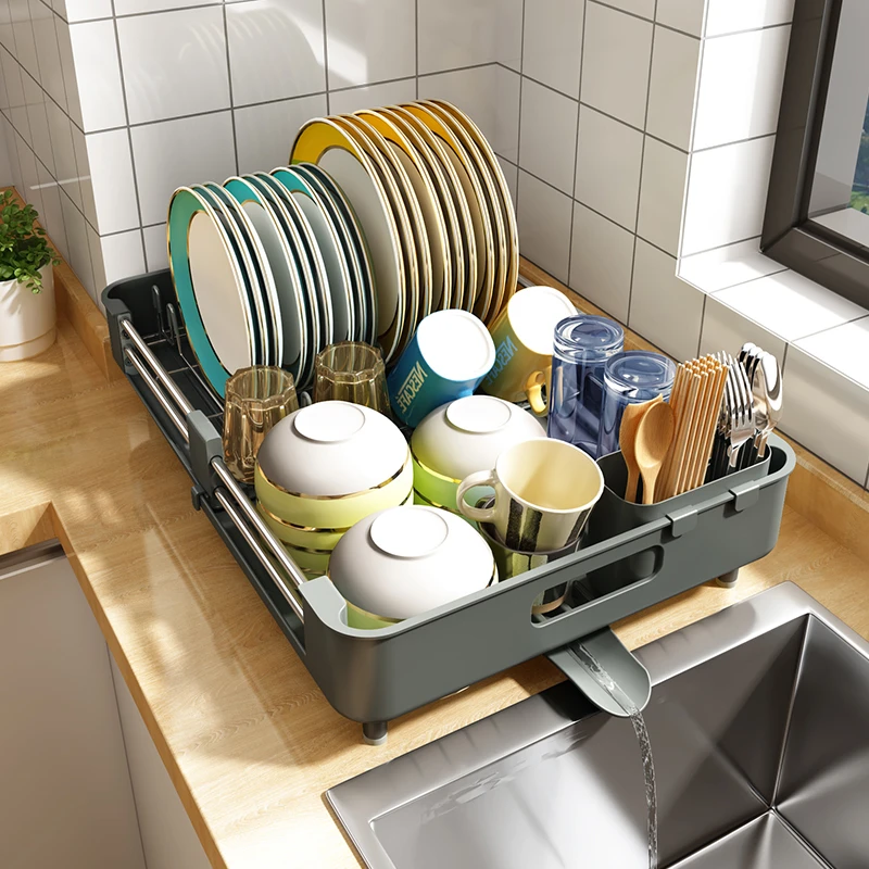 

Bowl rack drain table telescopic dish storage rack for dishes, chopsticks, dishes, cutlery racks, multifunctional kitchen sink.