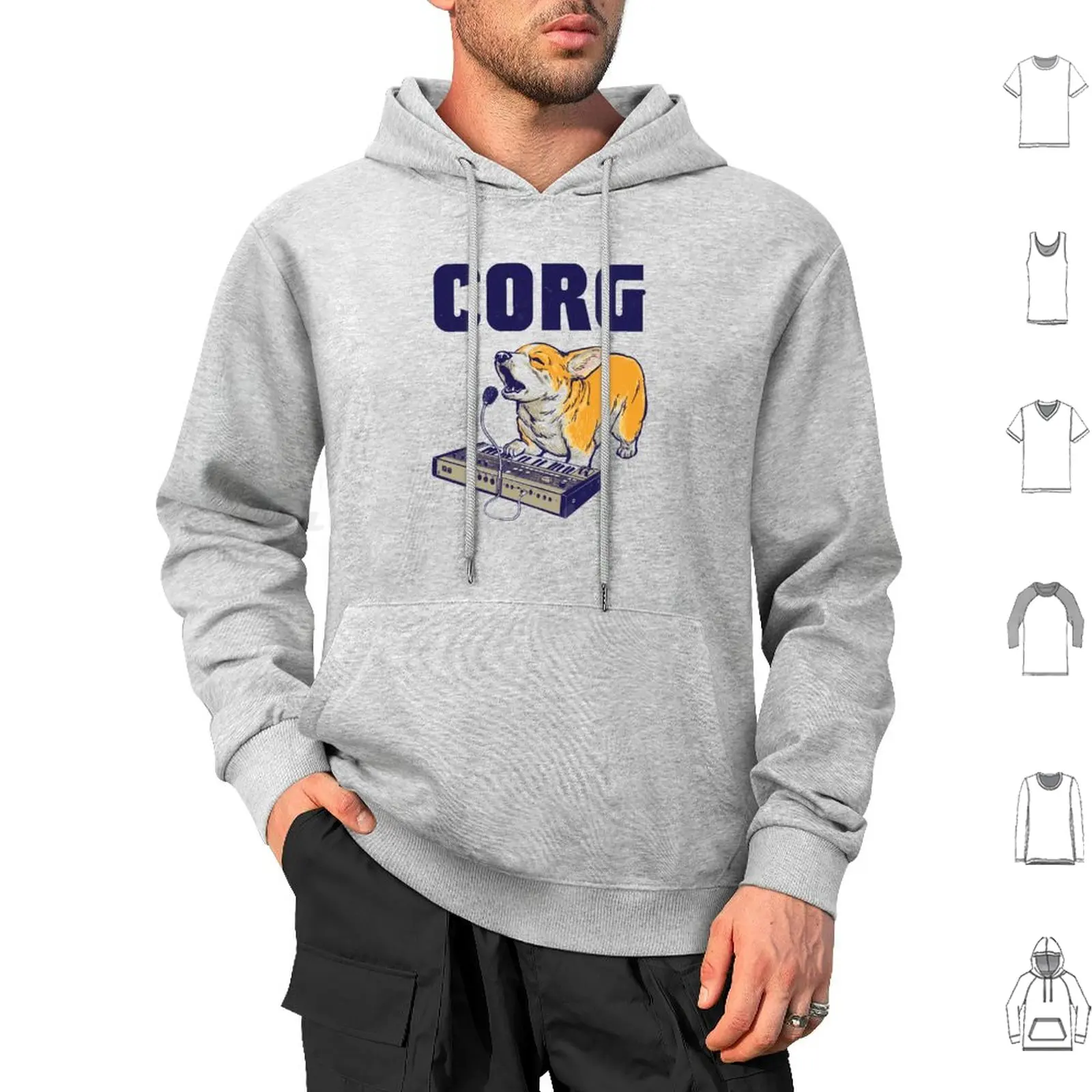 Corgi Vocoder Sintetizzatore Felpe Con Cappuccio Per Cani Sintetizzatore A Maniche Lunghe Vocoder Musica Musicista Synth Midi Waveform Corgi Funny