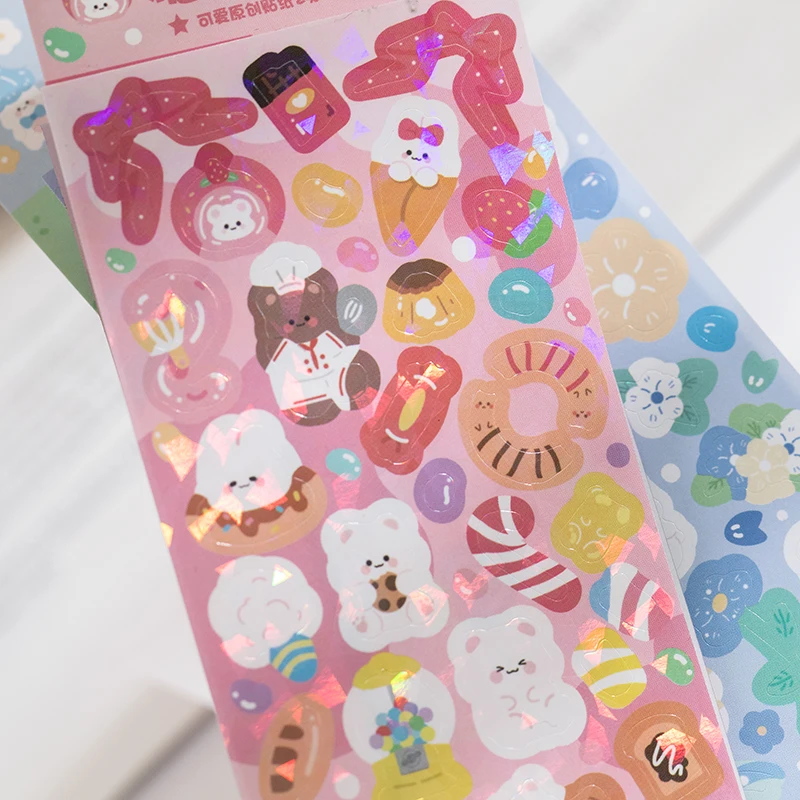 Cartoon Sticker Shining Laser Bling Cartoon Bunny Sticker For Scrapbook DIY Alphabet Letter Sticker for Phone Journal Laptop Photo Decos Gift