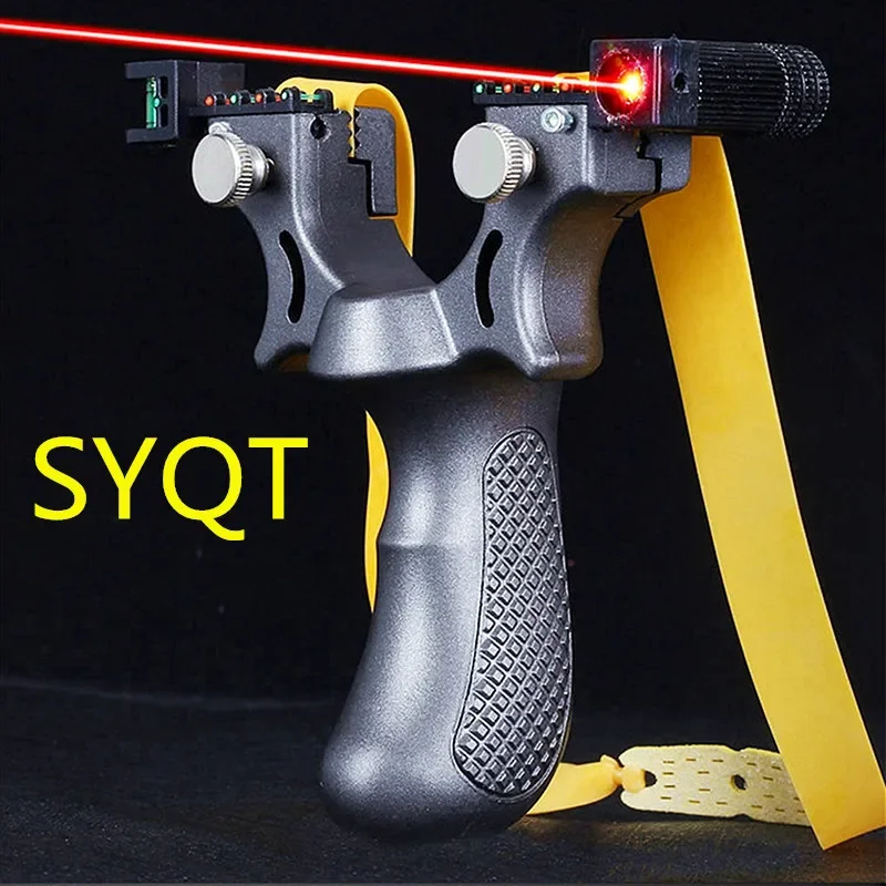 Laser Sight Laser Aiming Slingshot Powerful Outdoor Hunting Competition Slingshot Resin Material Use Flat Rubber Band 4 Colors