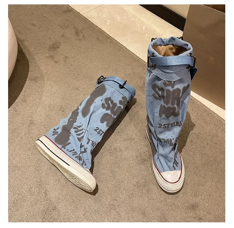 Graffiti Mid Calf Canvas Shoes 28