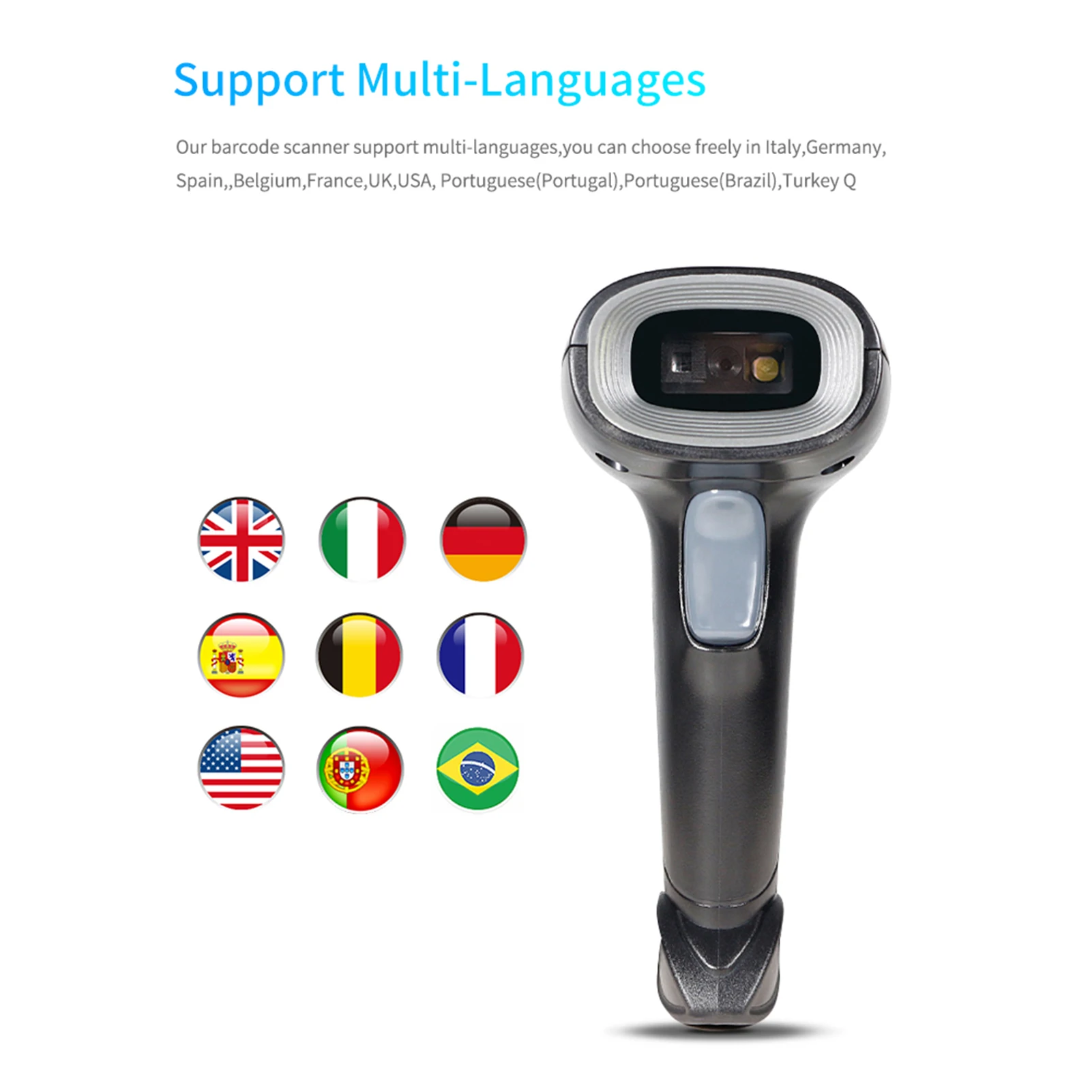 USB Barcode Scanner 1D 2D QR Handheld Wired Bar Code Reader with Stand Compatible with Windows XP/7/8/10 Android Linux System
