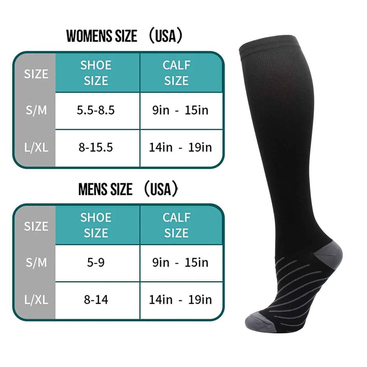Compression Socks 6 Pairs Men Women 15-20mmHg