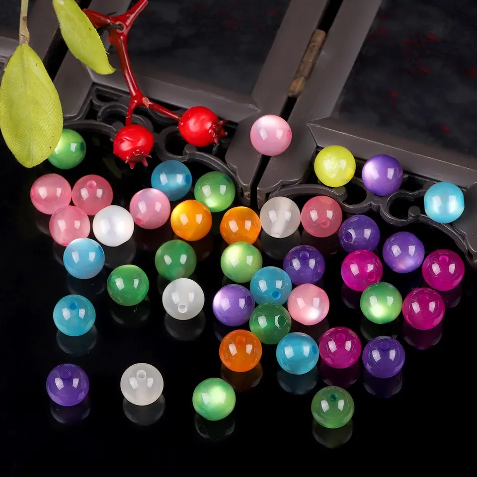 100pcs Chat Œil Résine 10 Mm À Plat Rond Dôme Perles Pour