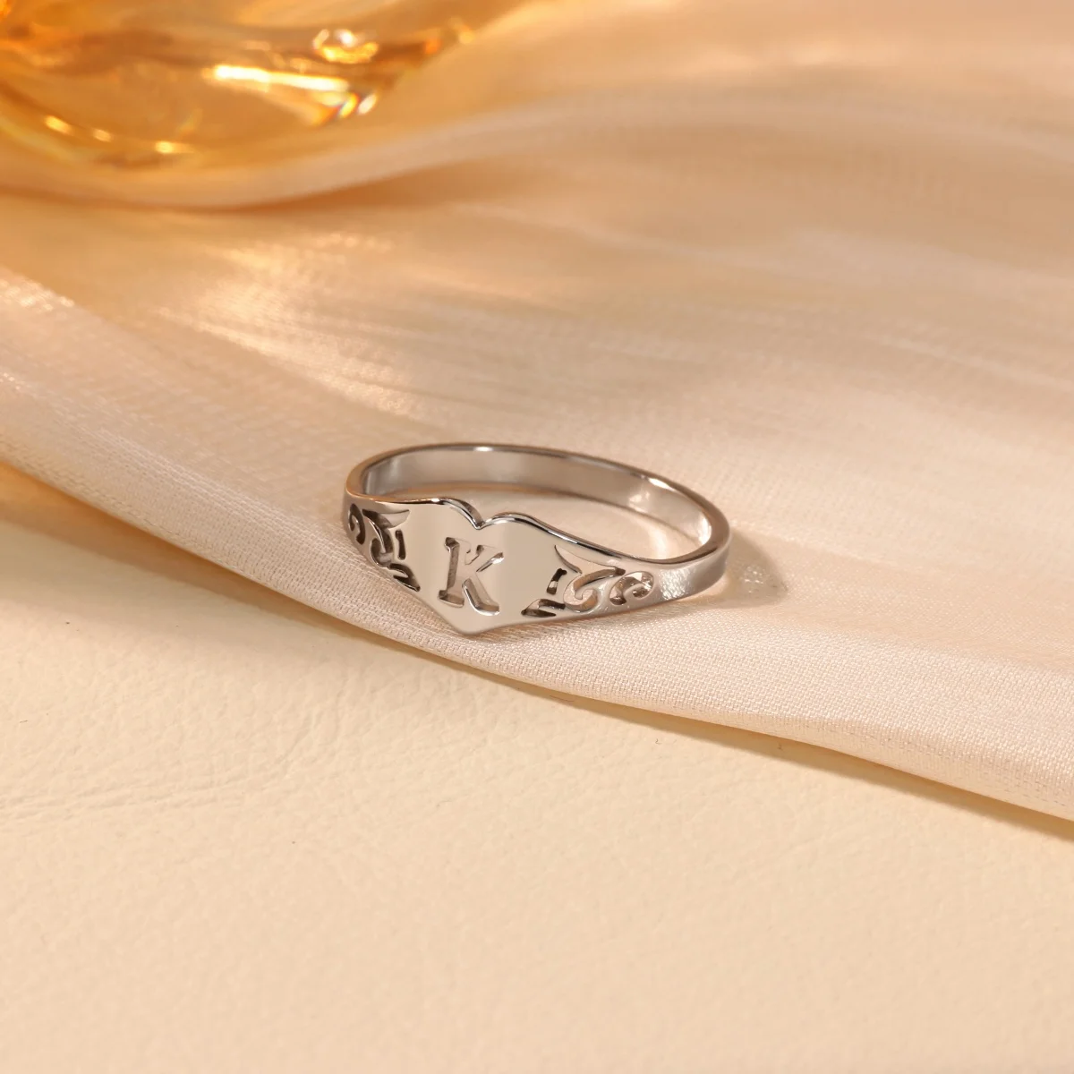 Stainless Steel Letter Heart Rings For Women Wedding Jewelry