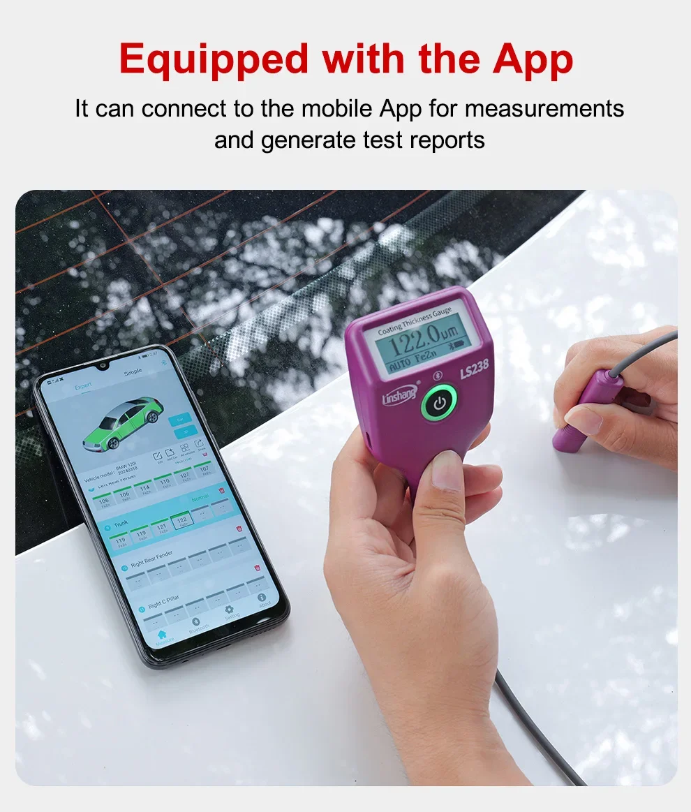 LS238 Digital Paint Thickness Gauge 0.0-3500μm Fe/Al Car Paint Coating Thickness